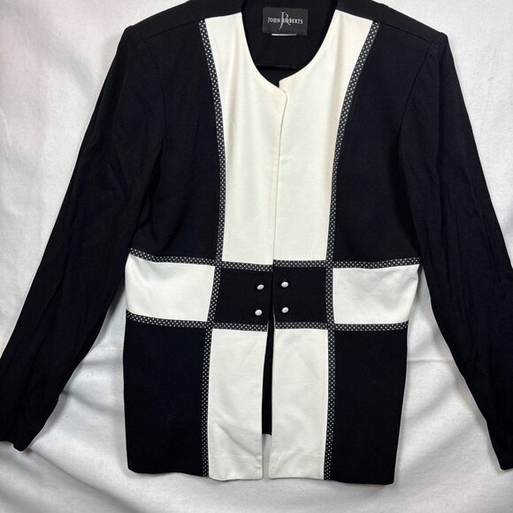 John Roberts Womens Black & White Checkered Jacket Size M - Picture 2 of 8